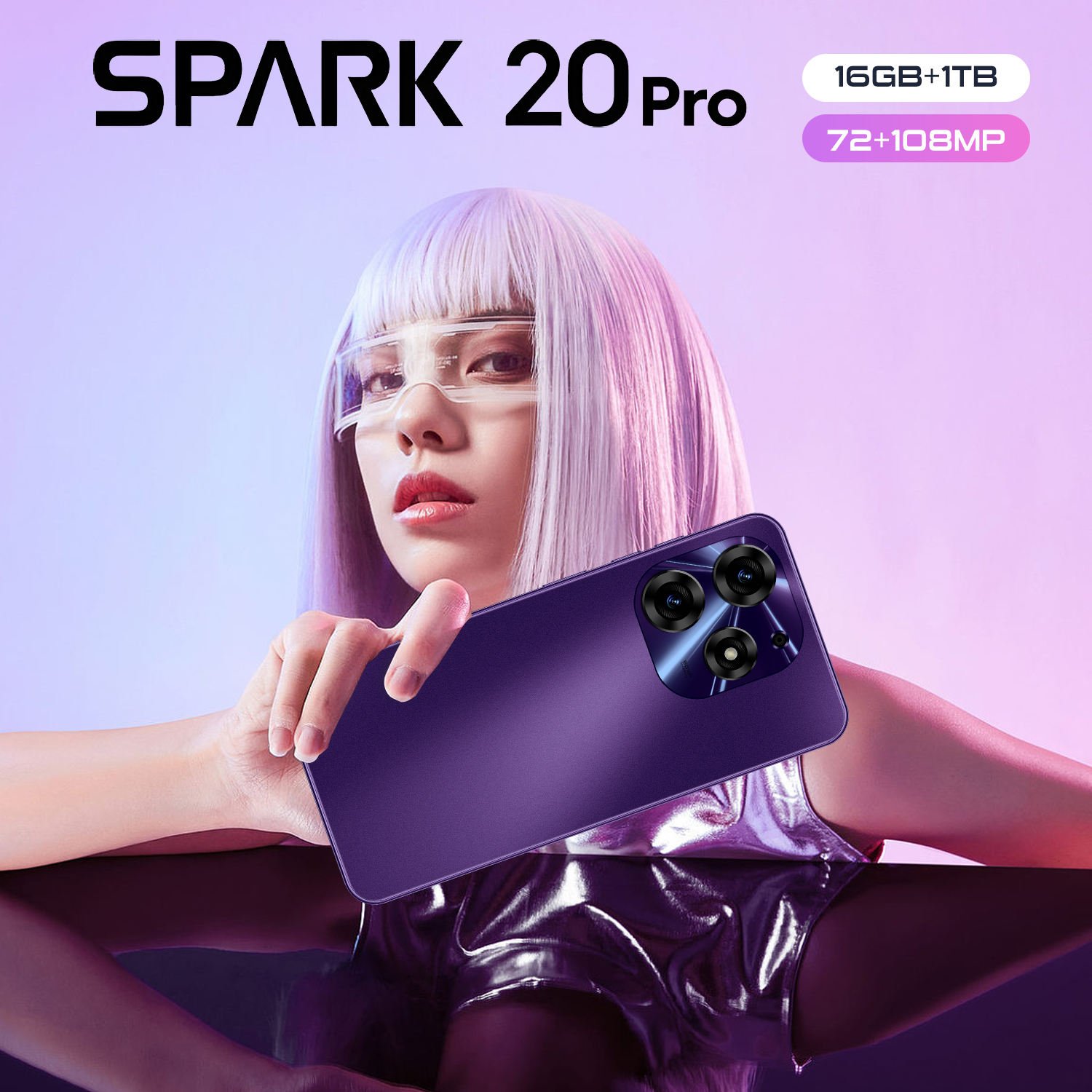 Original cellphones 7.3Inch Spark 20 Pro 16g+1TB 5G 7800mah Mobile Phone Dual Sim Card Beauty tecno spark 10 pro